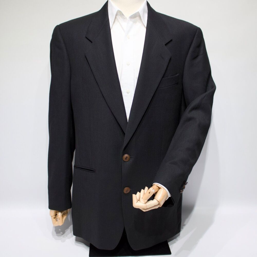 Yves Saint Laurent Black 100% Worsted Wool Blazer Made in Canada ~ Men Size 44L